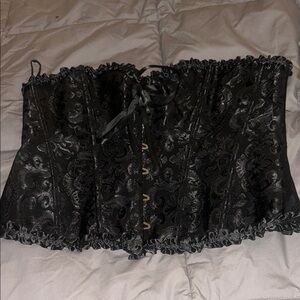 Black Brocade Corset Top